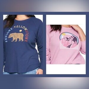 2 Women’s Sonoma Ribbed Shirt Long Sleeve Thermal Tops Size 1X but Fit like 2X